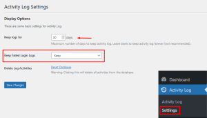 Activity Log Settings
