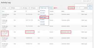 Activity Log check failed login record